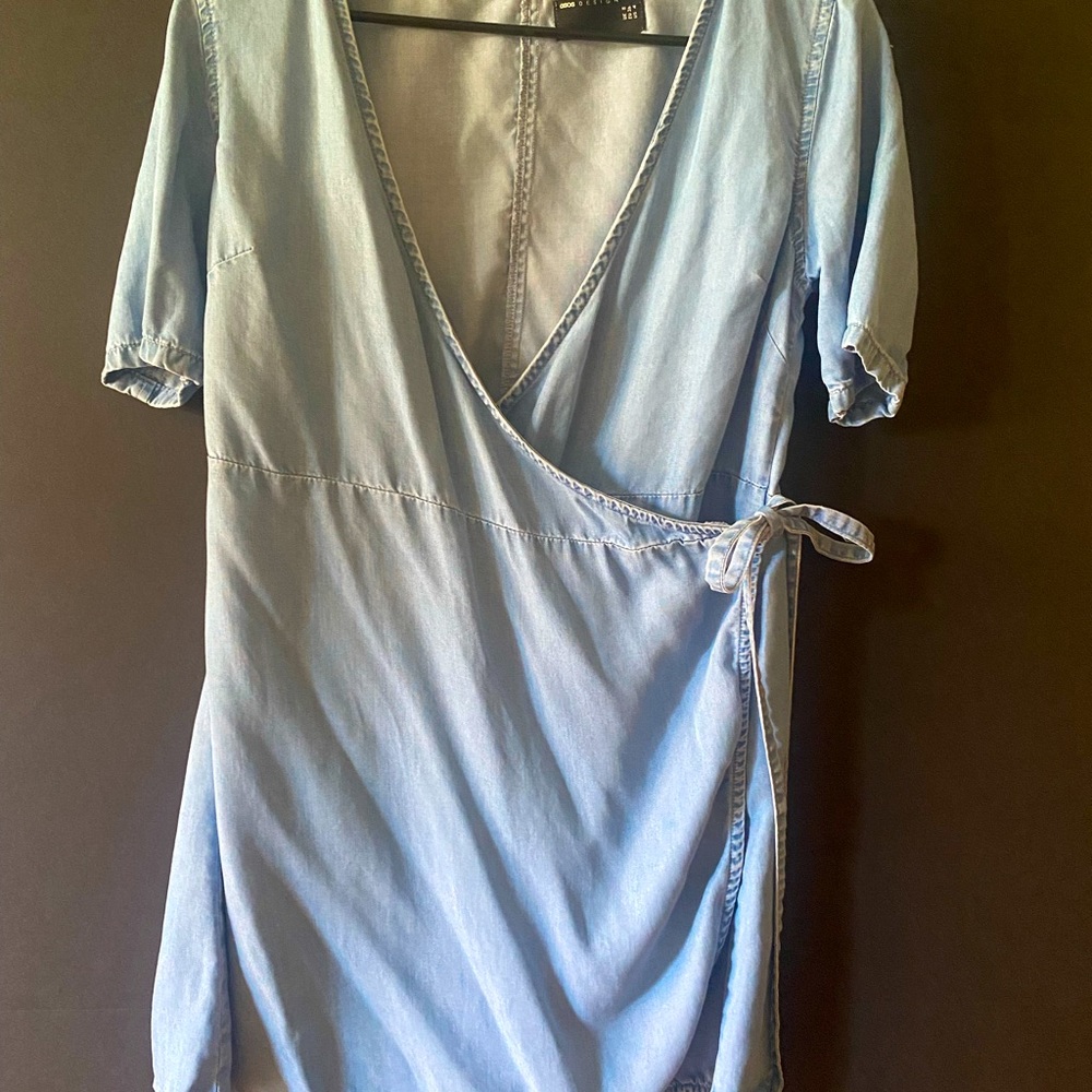 Denim mini wrap dress from ASOS size 4